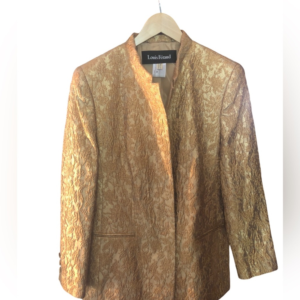 Louis Feraud vintage gold jacquard blazer Sz 14
